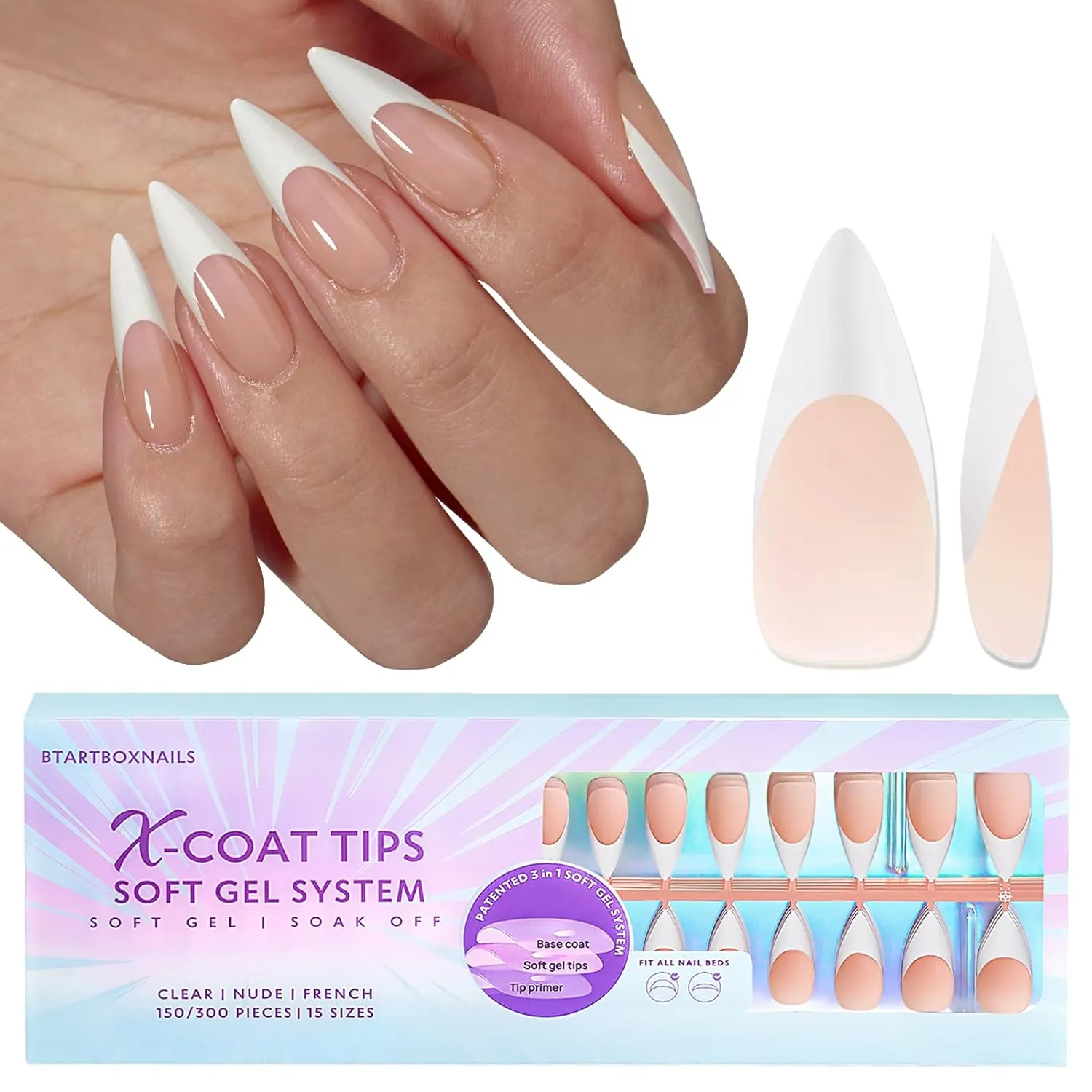 150Pcs French Tip Press on Nails - Acrylic Nail Kit Set