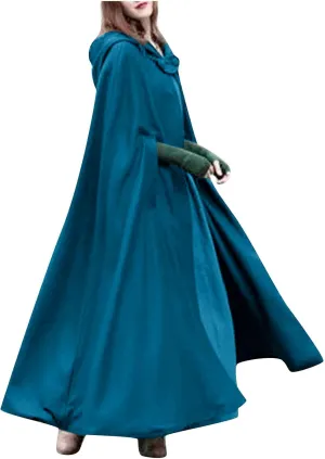 2023 Fall Fashion Windproof Hooded Open Front Cardigan, Women Long Poncho Cape Coat Winter Cloak Trench Outwear Jacket