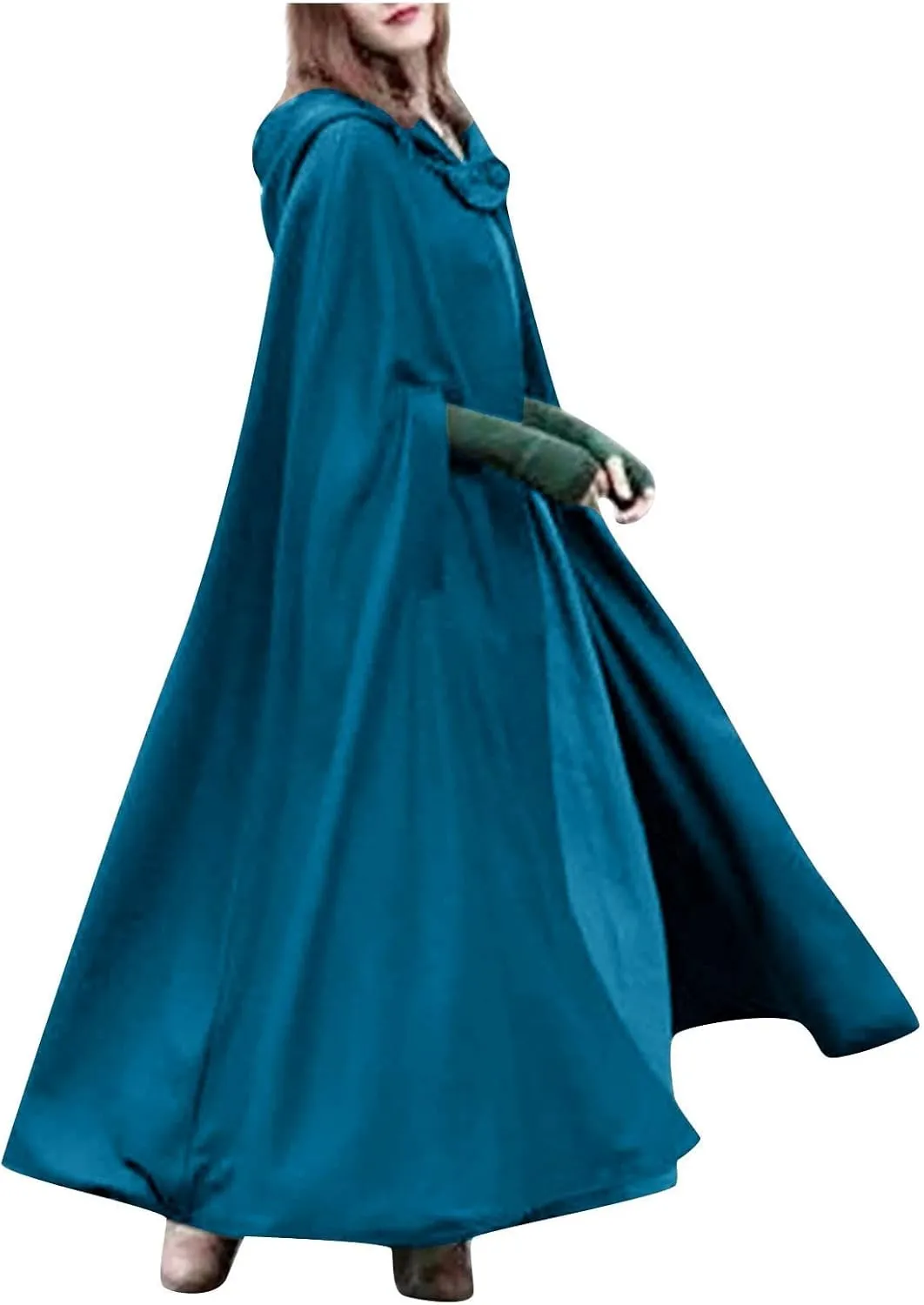 2023 Fall Fashion Windproof Hooded Open Front Cardigan, Women Long Poncho Cape Coat Winter Cloak Trench Outwear Jacket