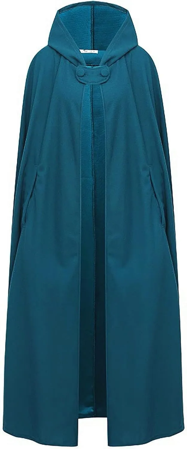 2023 Fall Fashion Windproof Hooded Open Front Cardigan, Women Long Poncho Cape Coat Winter Cloak Trench Outwear Jacket