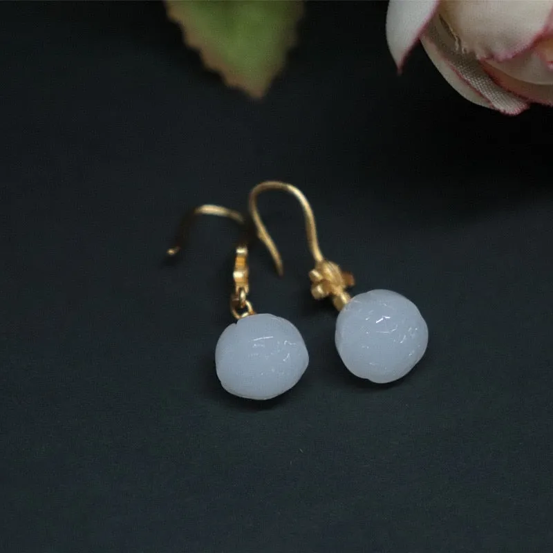 Ancient gold craft Retro court style lotus earrings for women