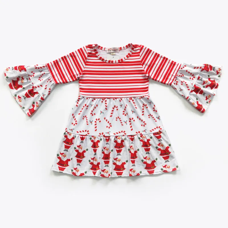 Candy Cane-Santa Triple Ruffle Dress