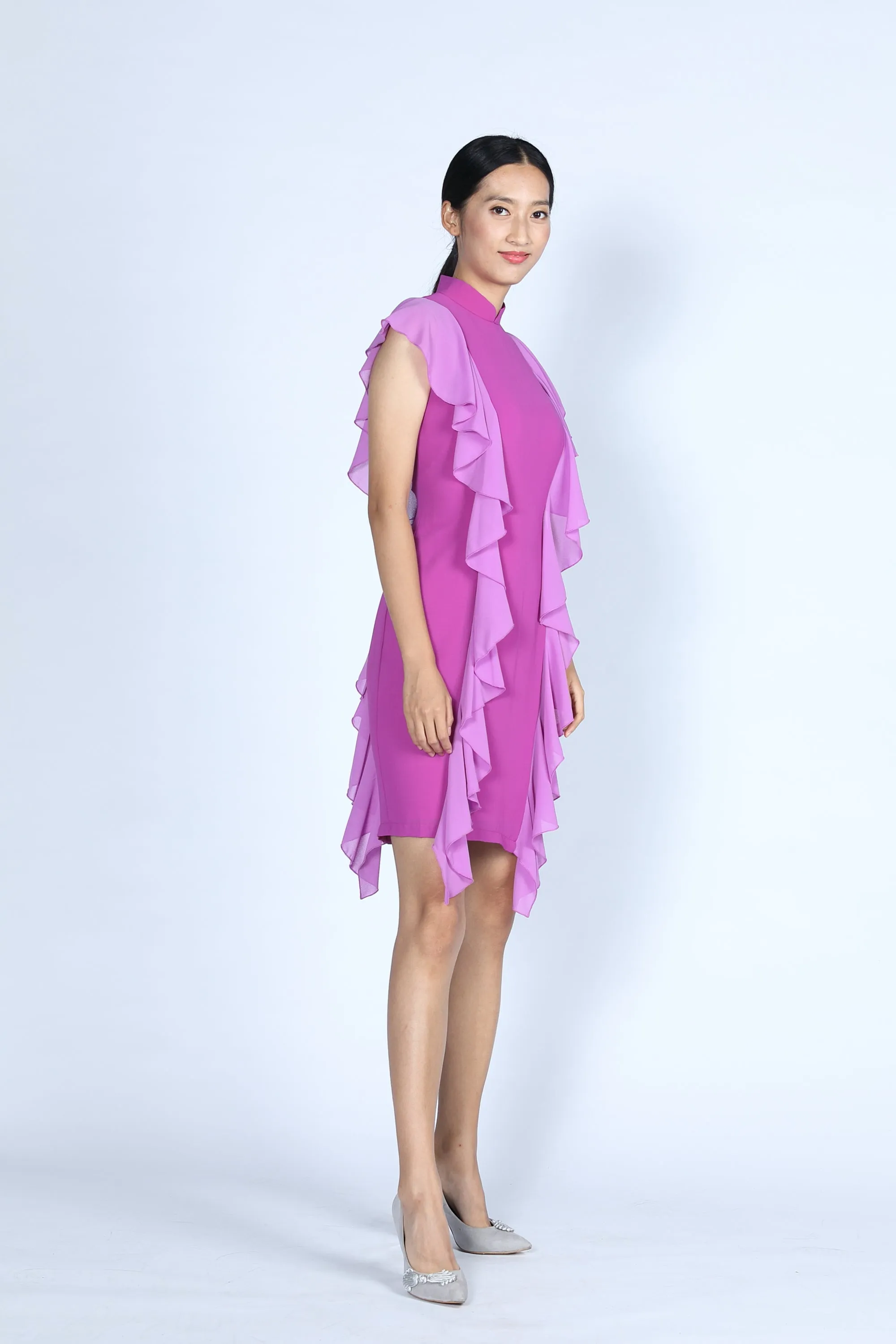 DAISY Ruffles Cheongsam (Purple)