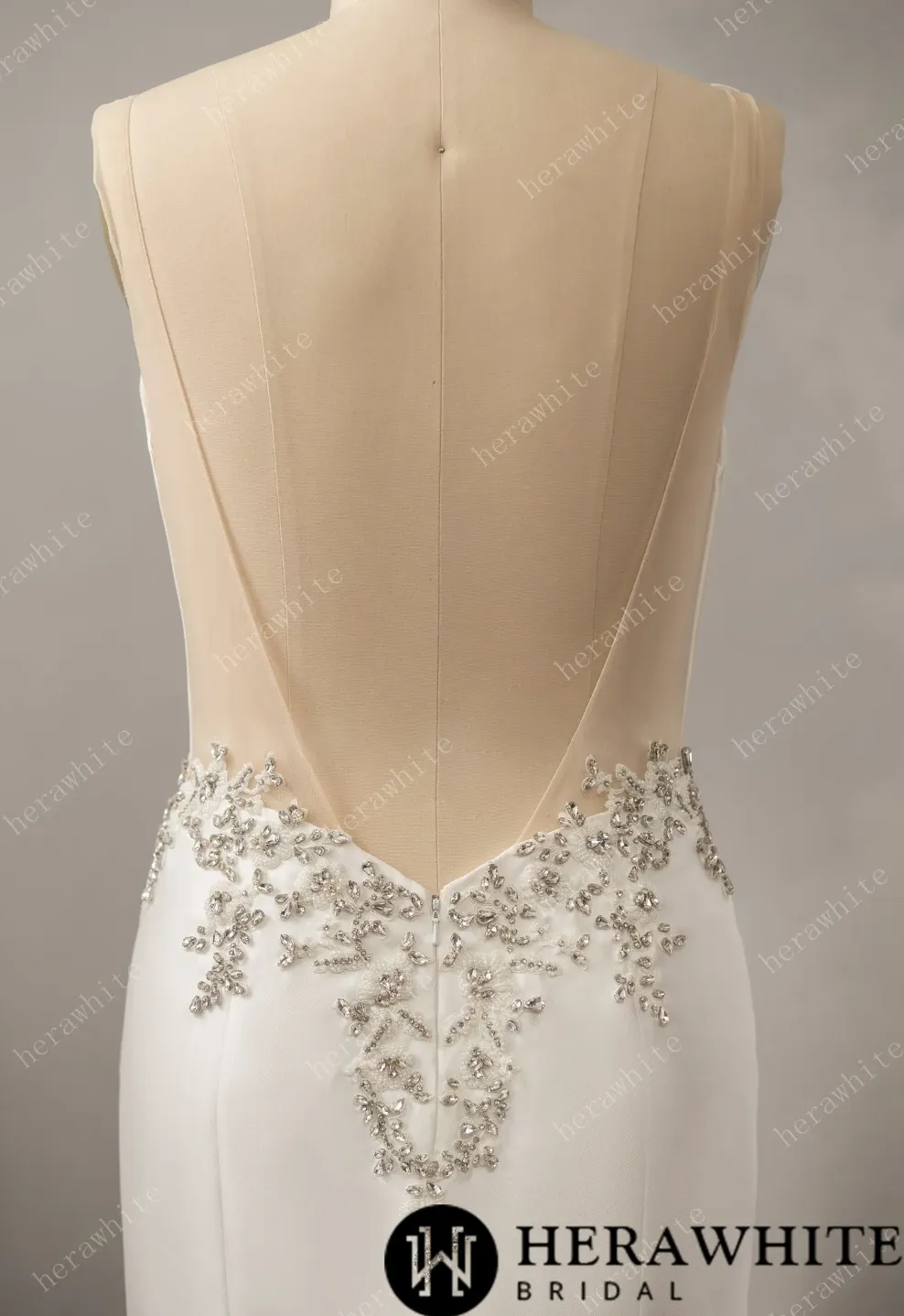 Deep V-Neck Sleeveless with Open Back Wedding Dress