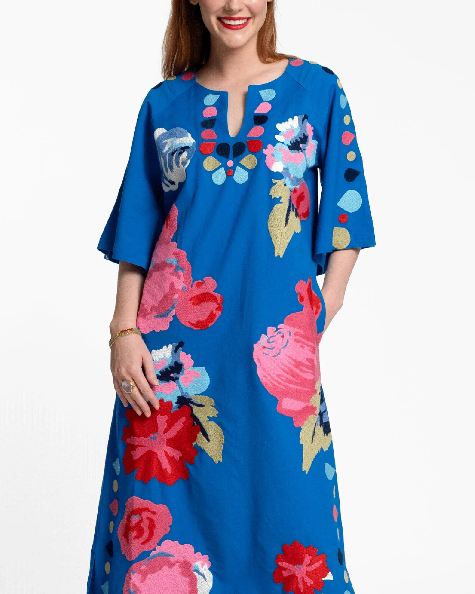Delightful Caftan Peony Garden Blue Multi