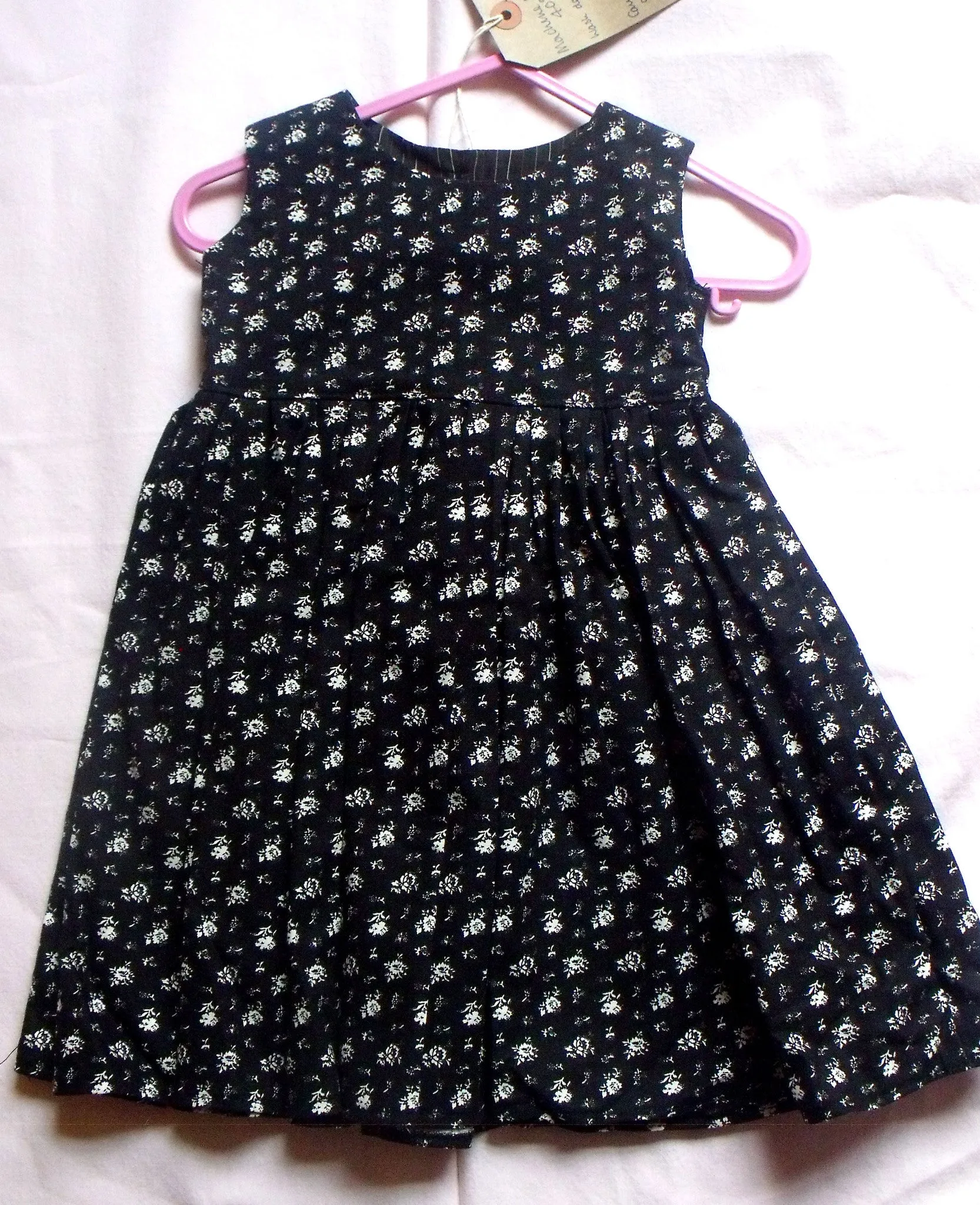 Dolly print 100% cotton baby girl dress,  to fit a 3 month old
