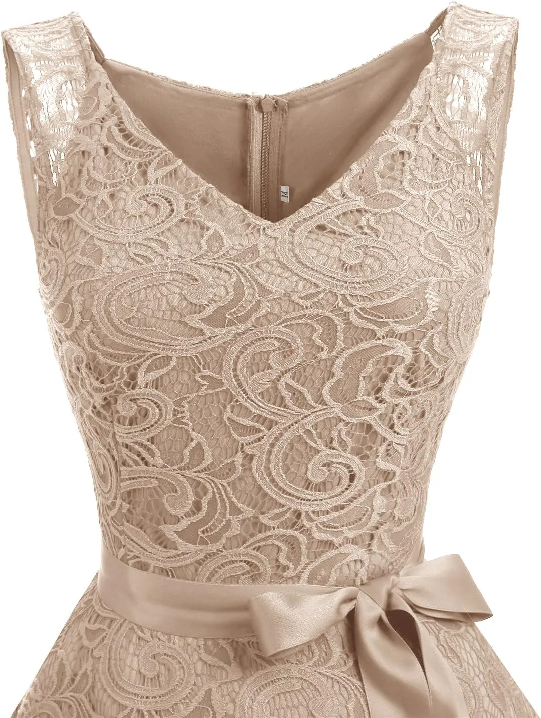 Dressystar Women Floral Lace Bridesmaid Party Dress Short Prom Dress V Neck