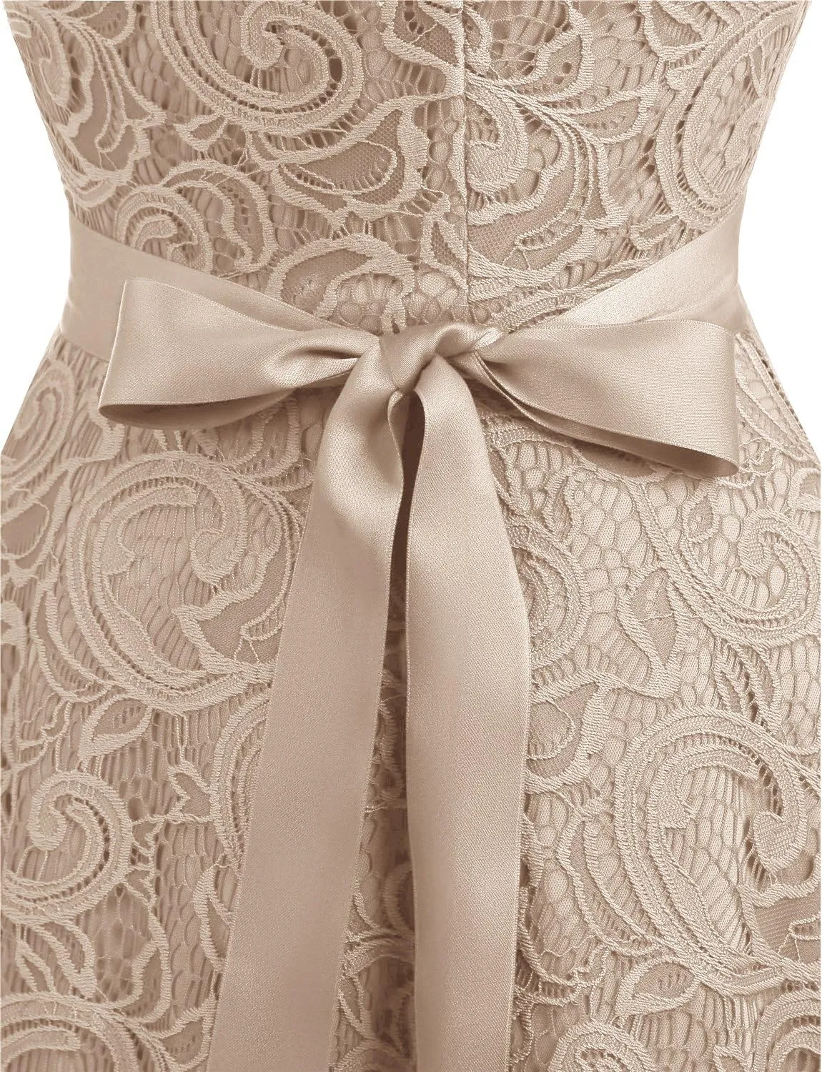 Dressystar Women Floral Lace Bridesmaid Party Dress Short Prom Dress V Neck