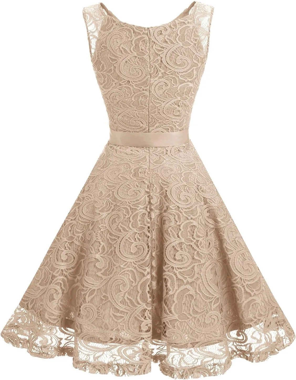 Dressystar Women Floral Lace Bridesmaid Party Dress Short Prom Dress V Neck