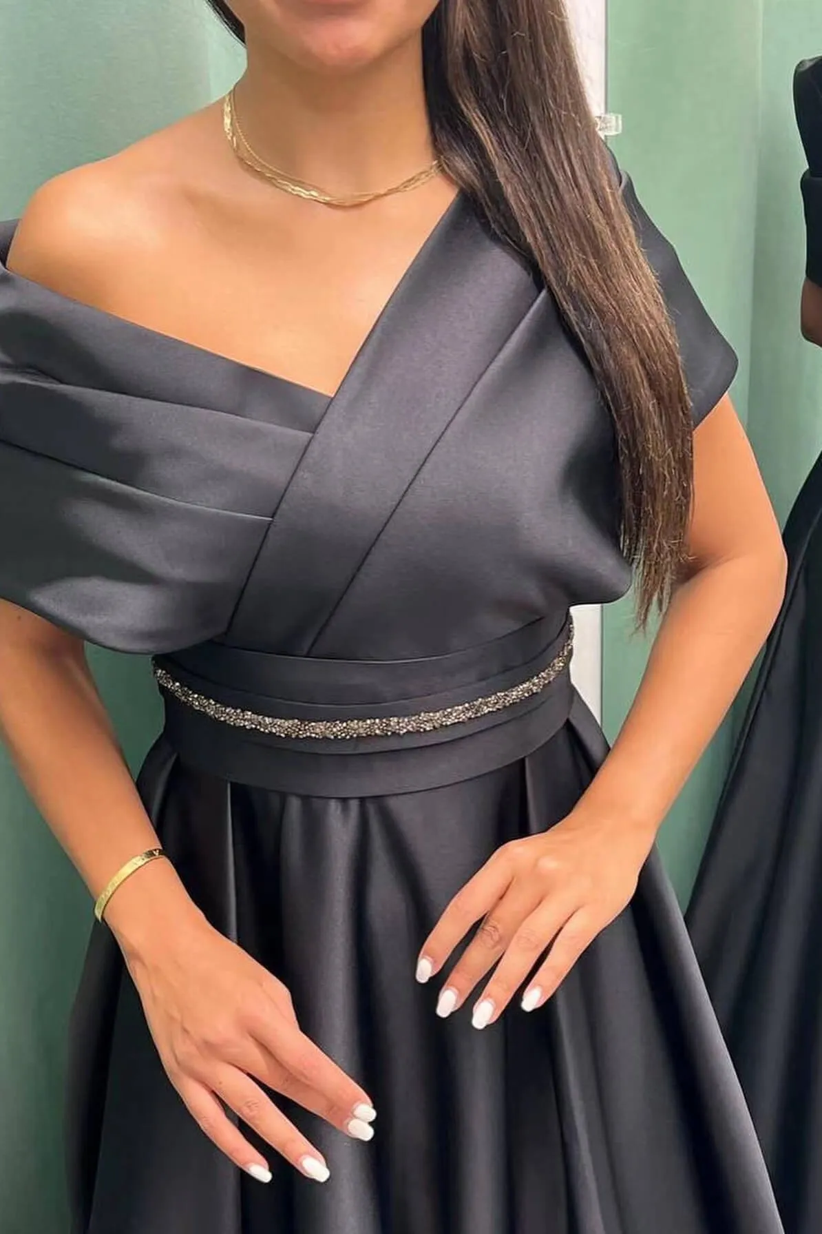 Elegant Off-the-Shoulder Long Evening Dress Pleated and On Sale