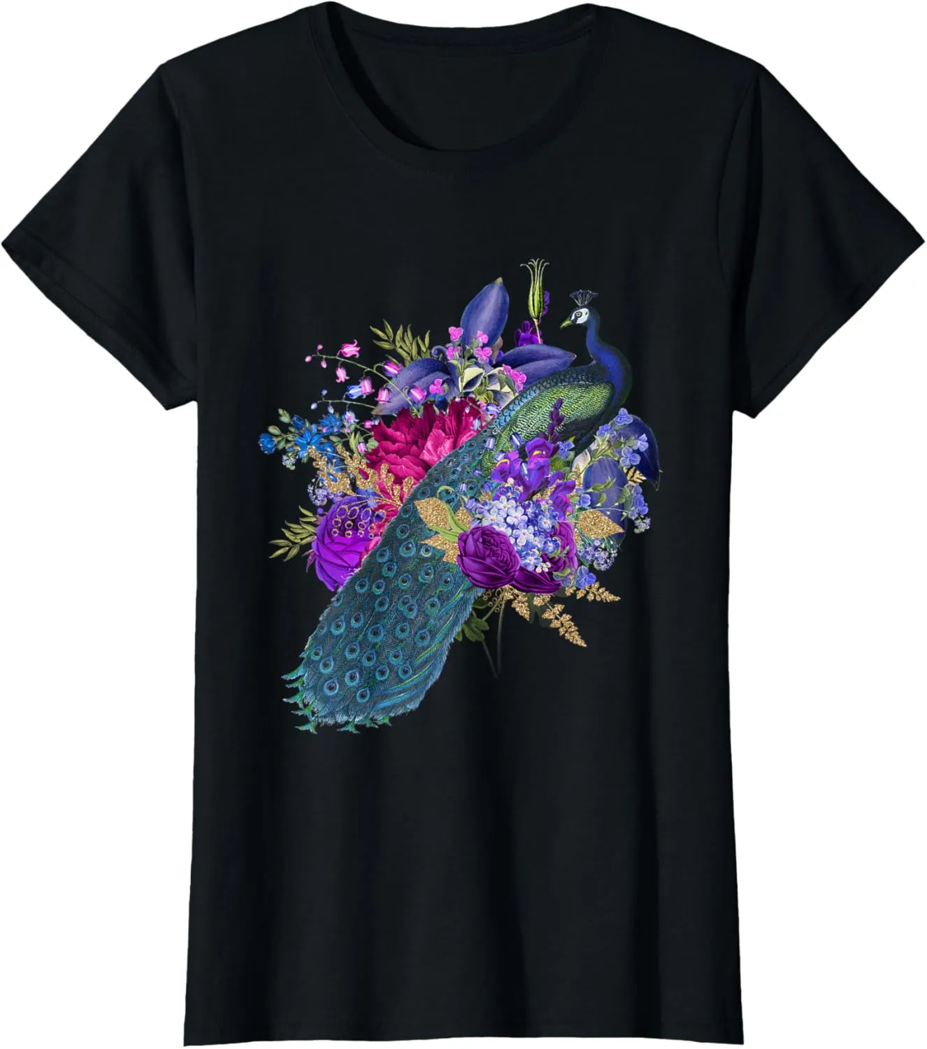 Floral Peacock Colorful Peacocks Boho Style T-Shirt