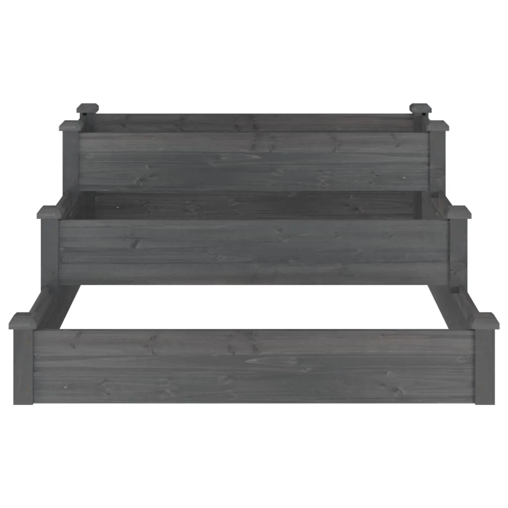 Garden Raised Bed Grey 120x120x56 cm Solid Wood Fir