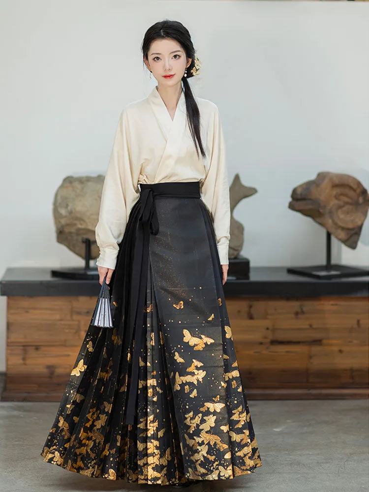 Golden Butterfly in a Dream - Mamianqun Hanfu Skirt