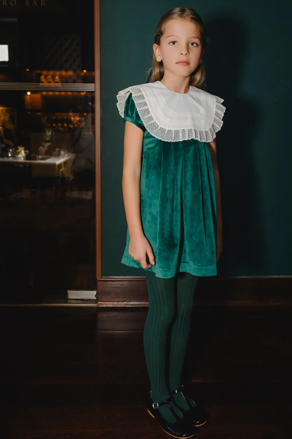 Lace Emerald Green Velvet Dress
