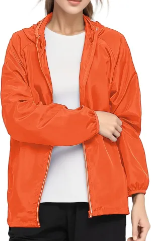 Lightweight Rain Jackets for Women Plain Waterproof Windbreaker Jacket Women Packable Raincoat Rain Coats with Hood