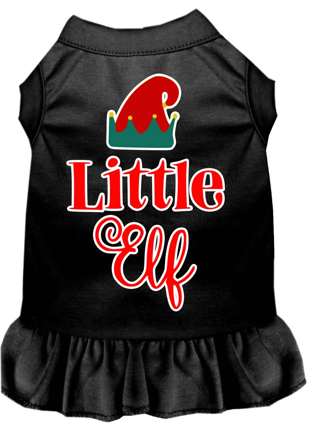 Little Elf Screen Print Dog Dress Black Xxl