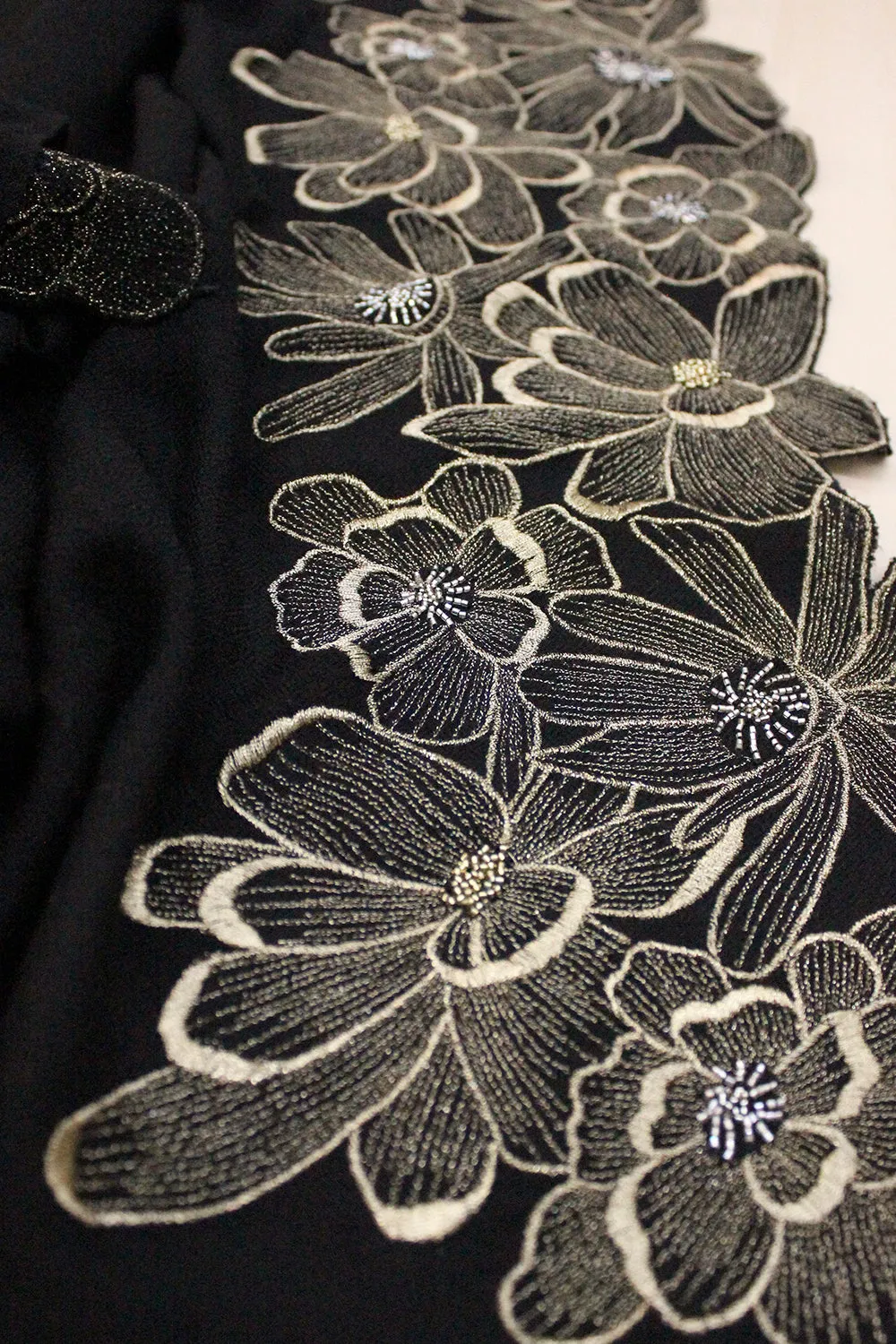 Magnolia Bloom | Embroidered Wool Silk Stole