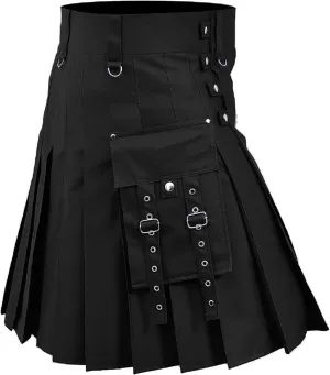 Men Tartan Scottish Style Kilts Medieval Kendo Costume Sport Utility Kilt Plaid Contrast Waistband Pleated Skirt