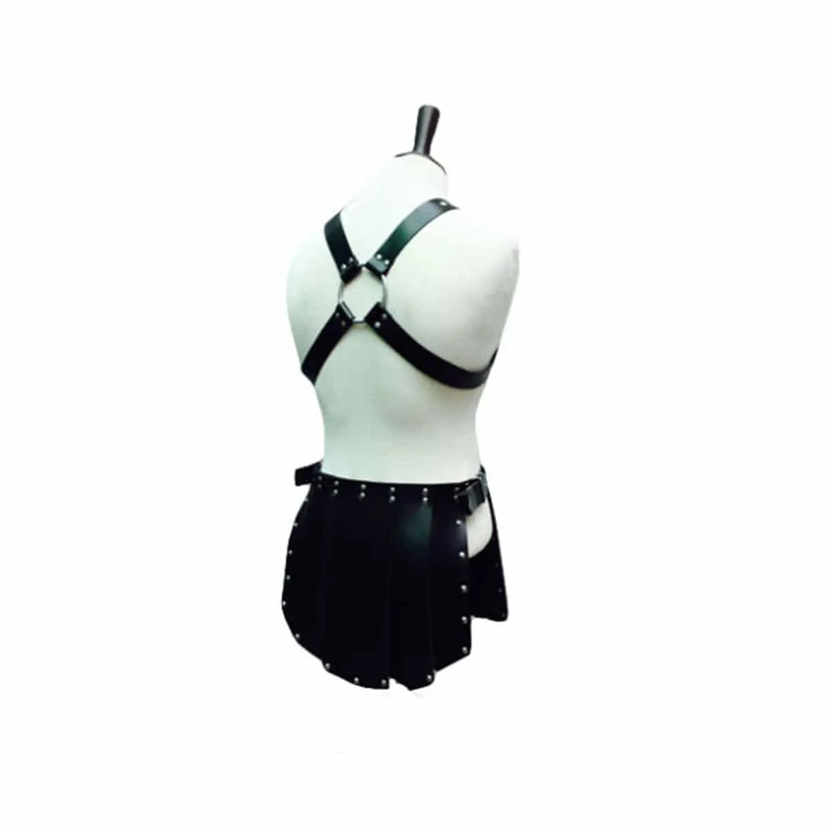 Mens Armour Kilt Black Leather Heavy Duty Gladiator Warrior Set (K4)