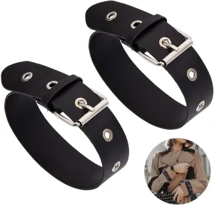 NBEADS 2 Pcs Traditional Kilt Extender Straps, PU Leather Cuff Belt Buckles 15.8x1.3 Inch Adjustable Armbands Non Slip Sleeve Holders for Shirt Coat Jacket Dress Bags DIY Craft