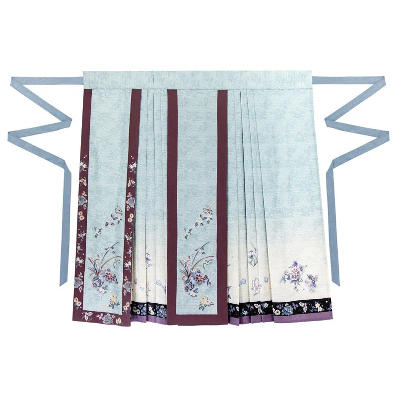 New Chinese Style Purple Cross-collared Suit with Butterfly and Flower Embroidery Qing Dynasty Women's Suit