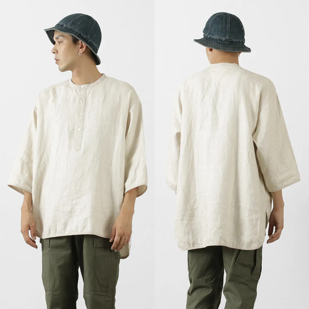 ROCOCO（ロココ） リネン 布帛 ヘンリーネック Tシャツ