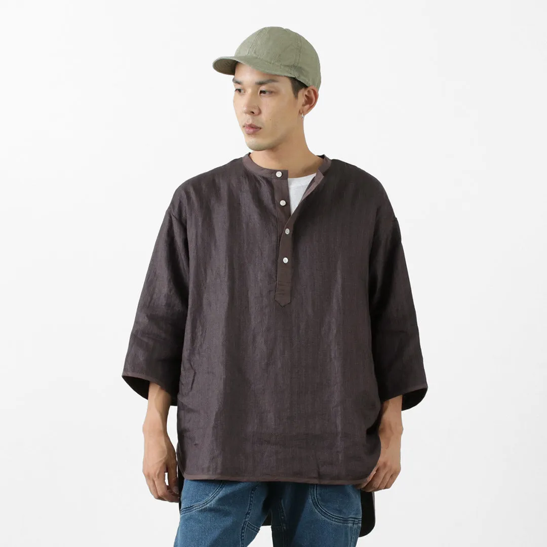 ROCOCO（ロココ） リネン 布帛 ヘンリーネック Tシャツ