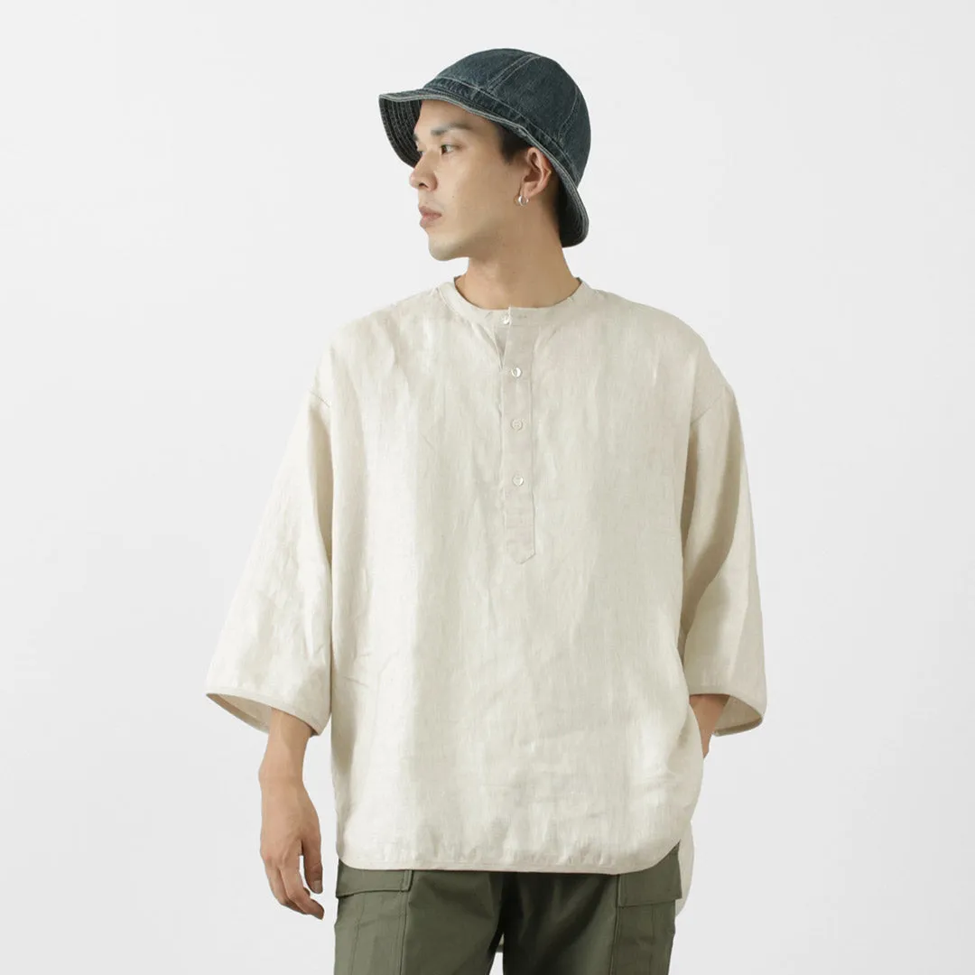 ROCOCO（ロココ） リネン 布帛 ヘンリーネック Tシャツ