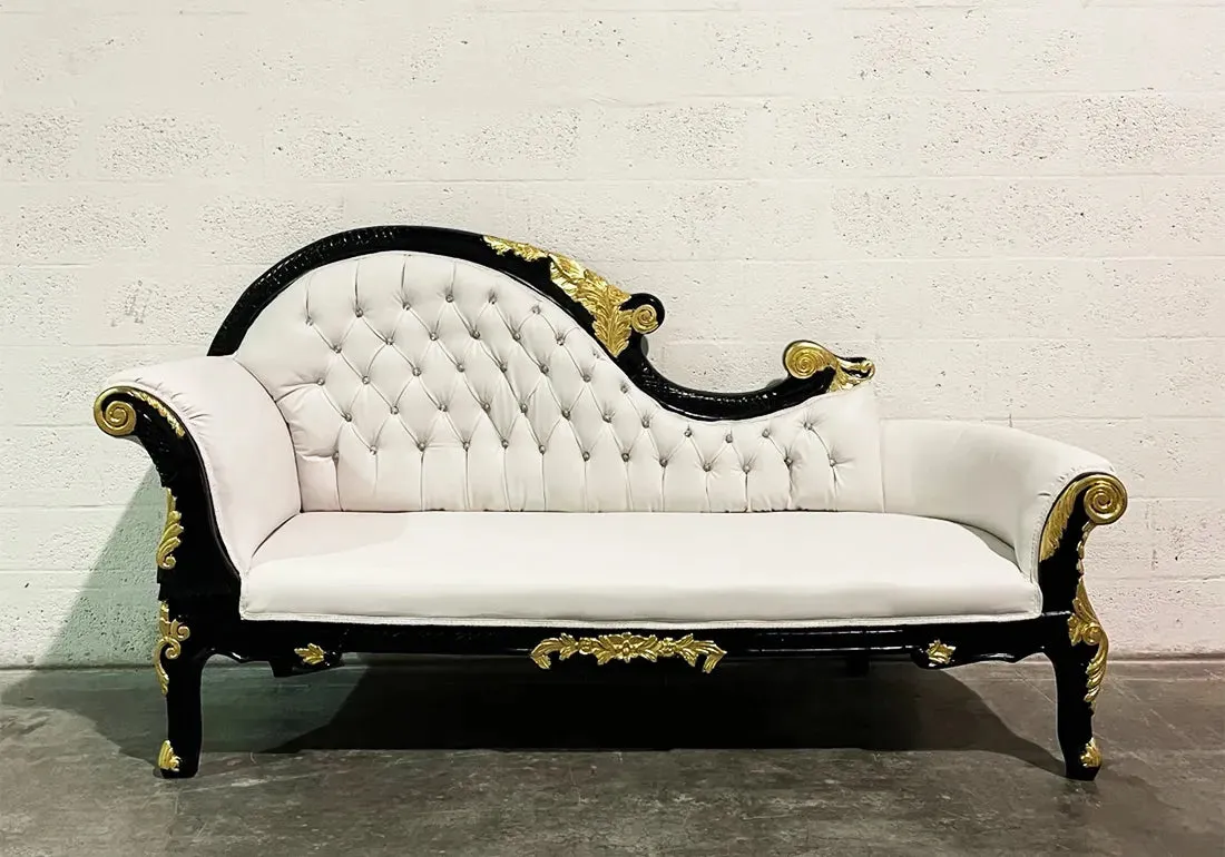 Royal and Luxury Look Wooden Rococo Chaise Lounge