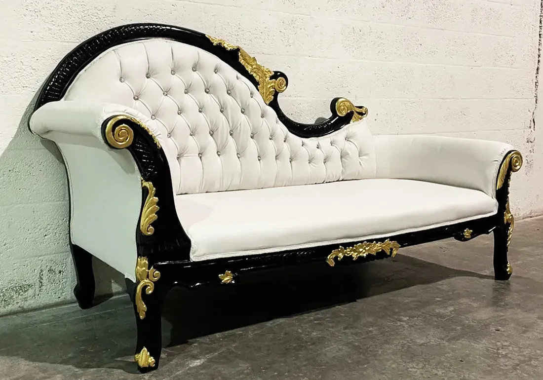 Royal and Luxury Look Wooden Rococo Chaise Lounge