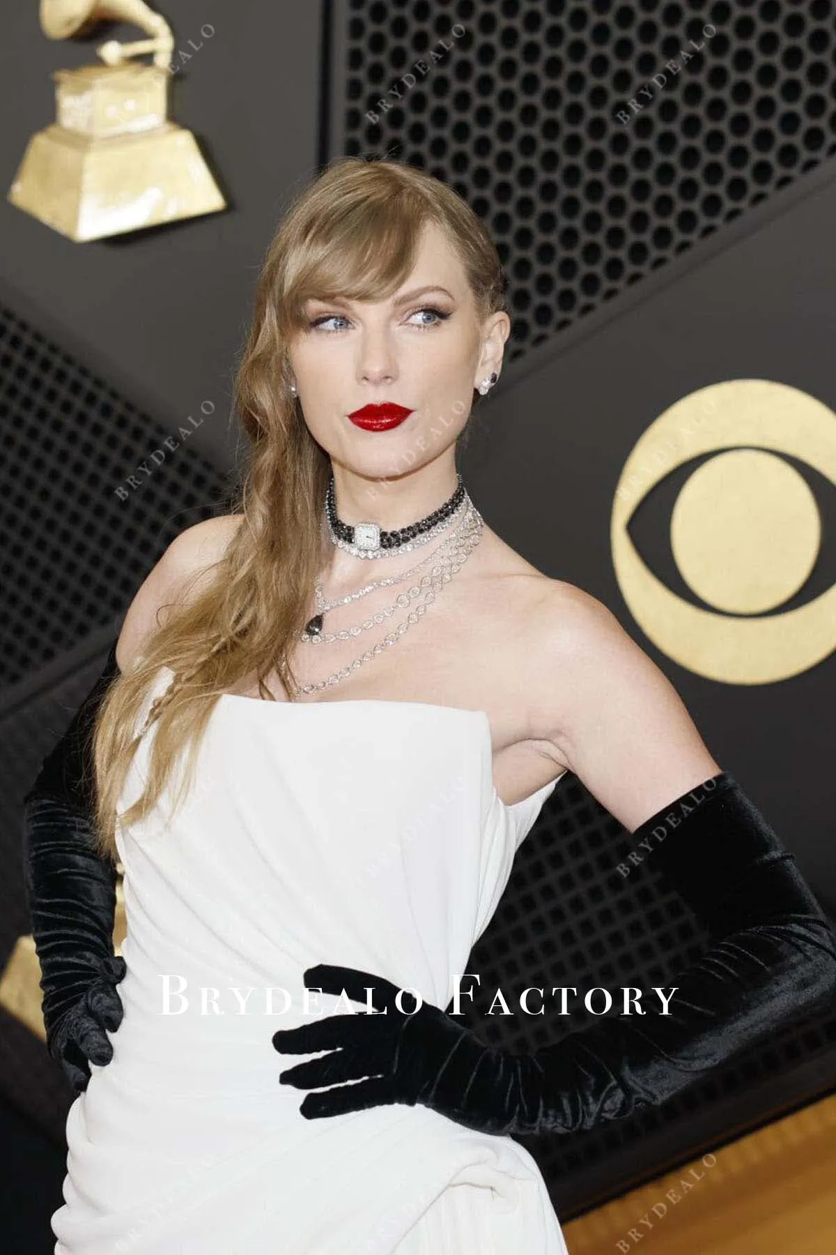 Taylor Swift White Strapless 2024 Grammys Red Carpet Dress
