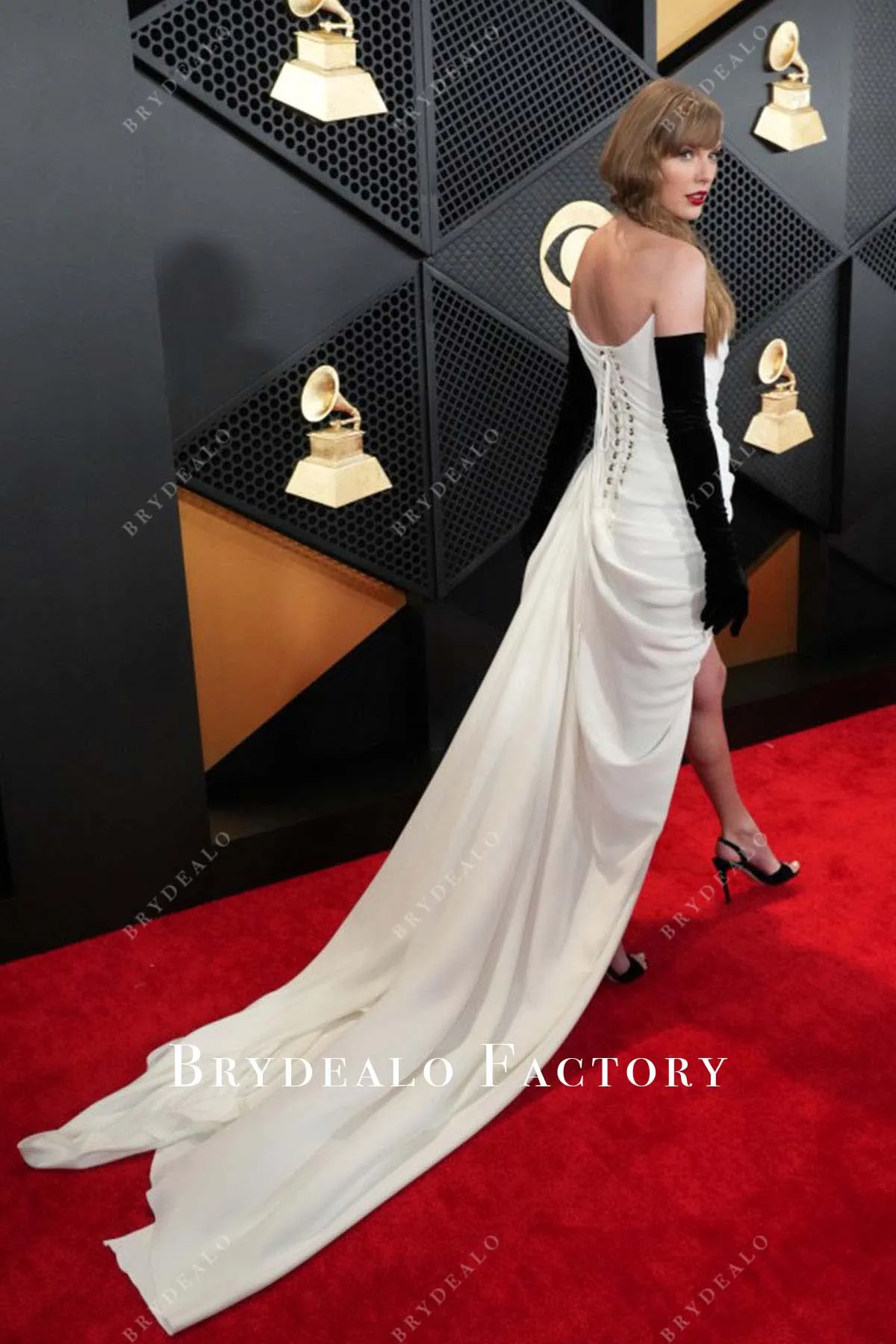 Taylor Swift White Strapless 2024 Grammys Red Carpet Dress