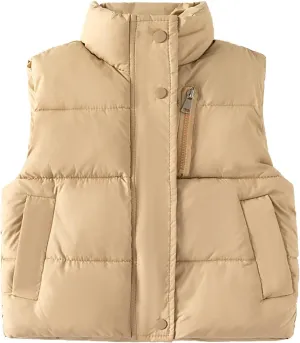 Toddler Boys Girls Quilted Bubble Puffer Vest Winter Coat Sleeveless Down Coat Standing Collar Baby Padded Waistcoat