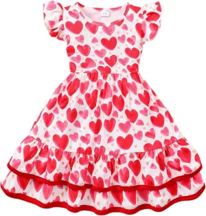 Toddler Little Girl Summer Dresses Kids Cute Casual Flutter Sleeve Tiered Smock Dress 2-7 Years