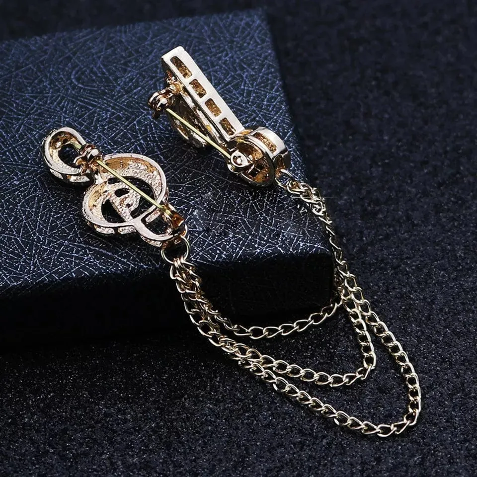 Treble Clef and Quaver Brooch / Pin - Gold Colour