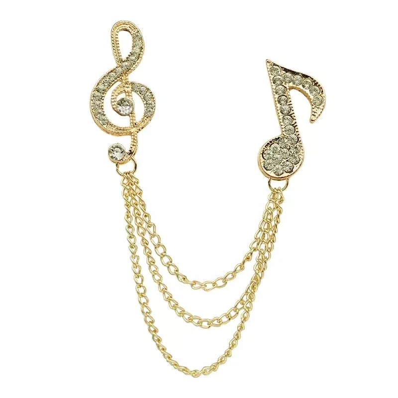 Treble Clef and Quaver Brooch / Pin - Gold Colour