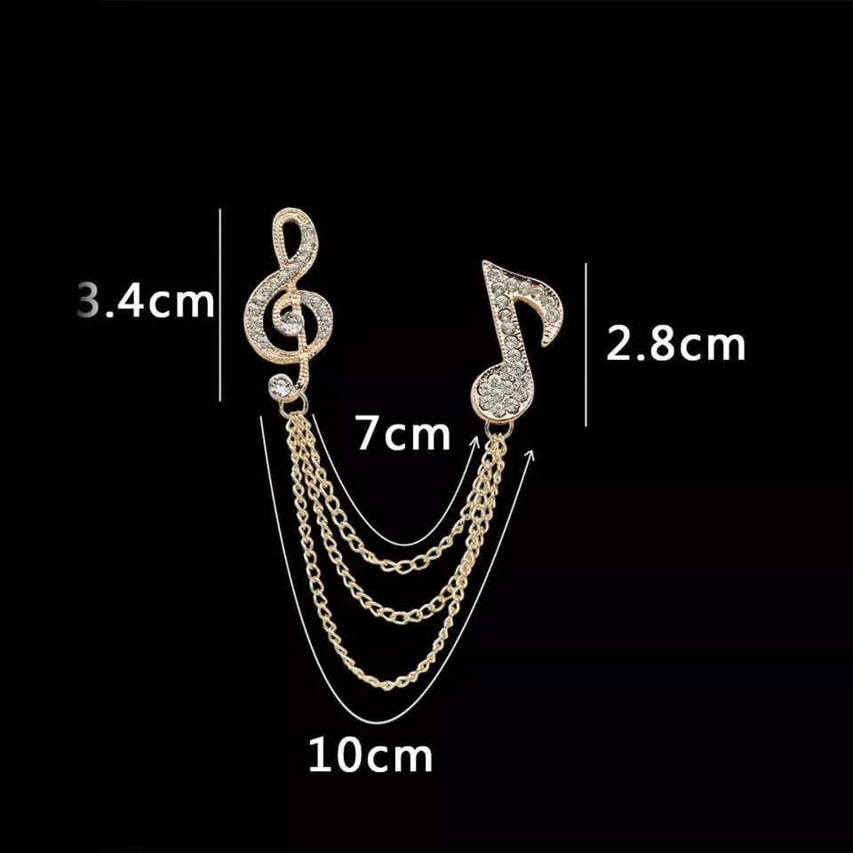Treble Clef and Quaver Brooch / Pin - Gold Colour