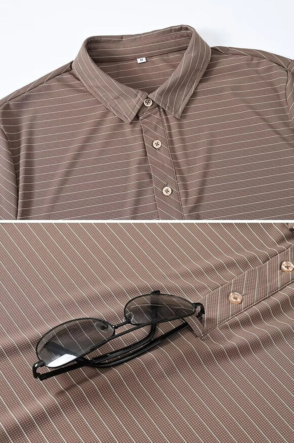 Tyhengta Men's Striped Shirt Long Sleeve Golf Polo Shirts