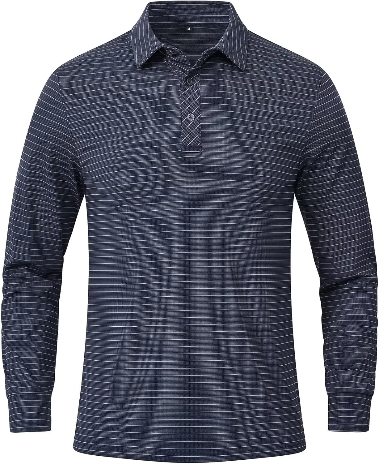 Tyhengta Men's Striped Shirt Long Sleeve Golf Polo Shirts