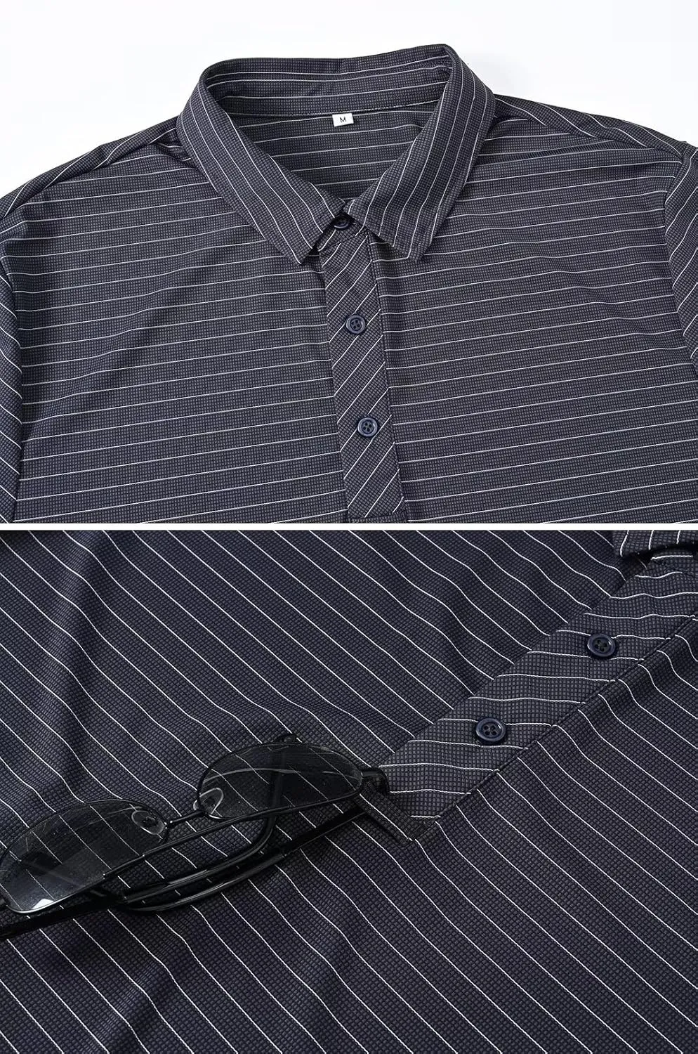 Tyhengta Men's Striped Shirt Long Sleeve Golf Polo Shirts