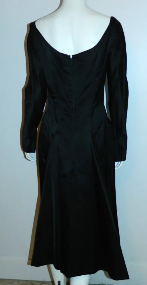 vintage 1950s Ceil Chapman cocktail dress silk satin ballet neck XS - S